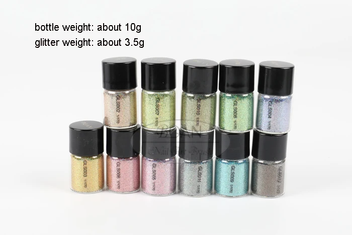 BQAN 5ml Mix 12 Colors Solvent Resistant Nail Glitter Powder For Christmas Decoration And Nail
