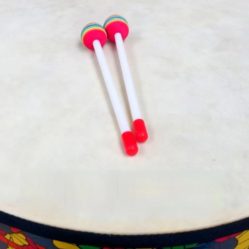 PreSchool Wooden Sheepskin Earth Drum Set Music Percussion Instrument Teaching Aids Floor Tom Low Ton Bass Drum Bobbing drum