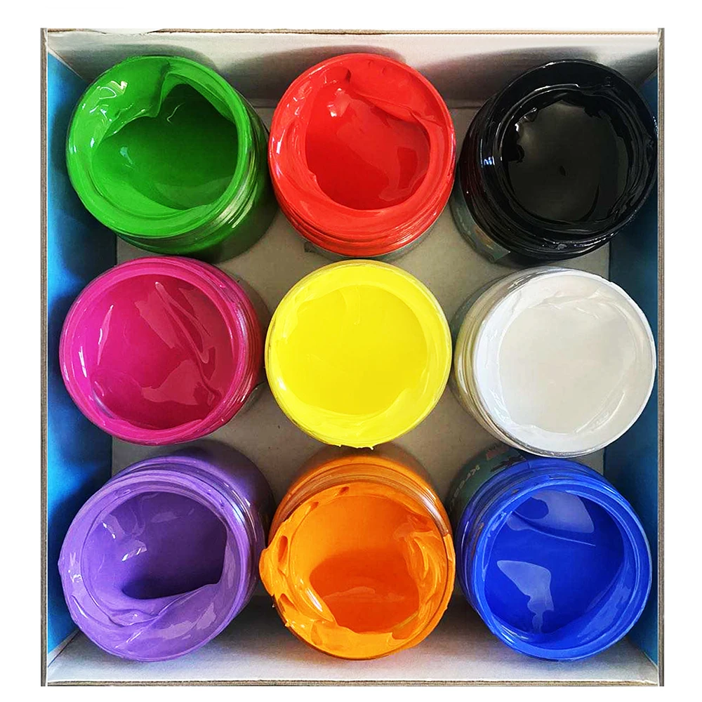 9 Pack 100ml Artist Acrylic Paints For Canvas,  Neon, Skin & Metallic Colors Available