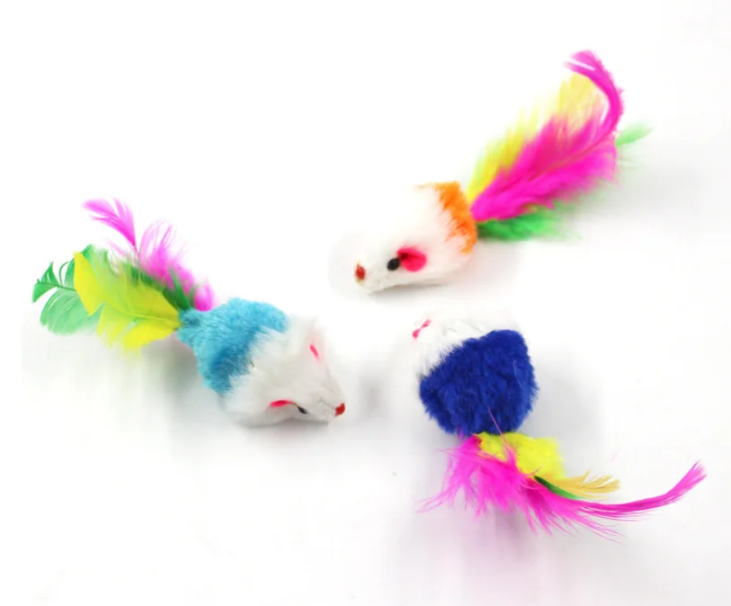 Оптовая продажа, плюшевая игрушка в форме мыши, пера, кота