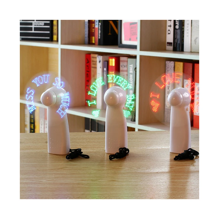 Professional factory new patented product mini portable led custom message battery fan