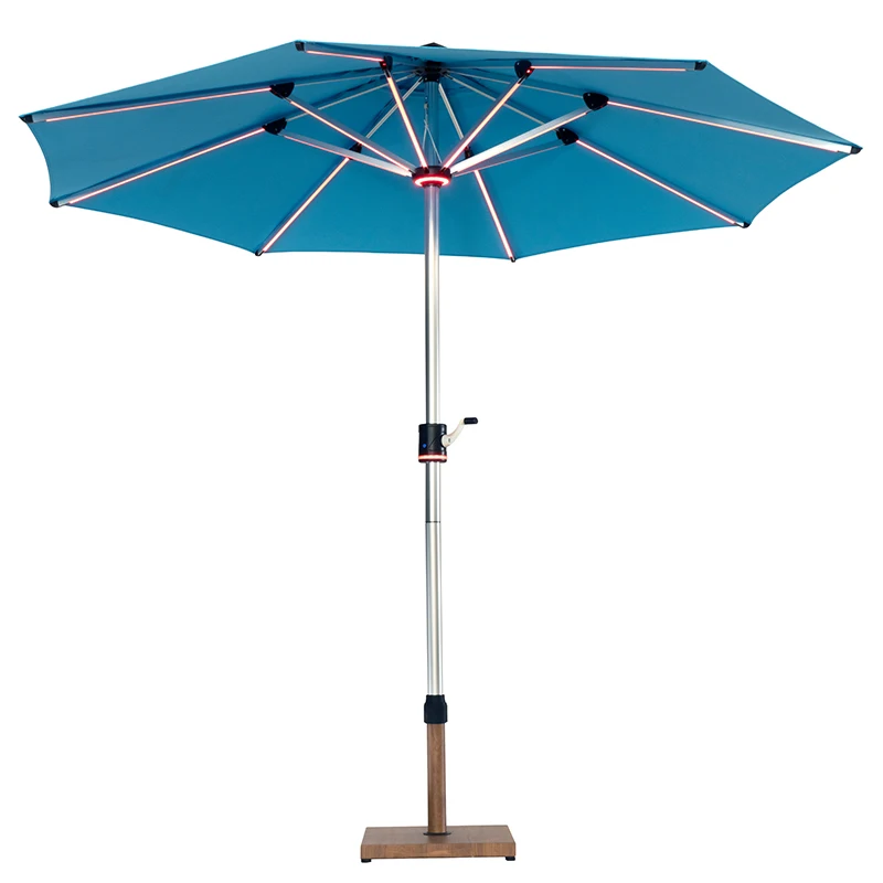 Wesunny 14ft High Quality Windproof Electric Patio Umbrella Crank Parts With Stand