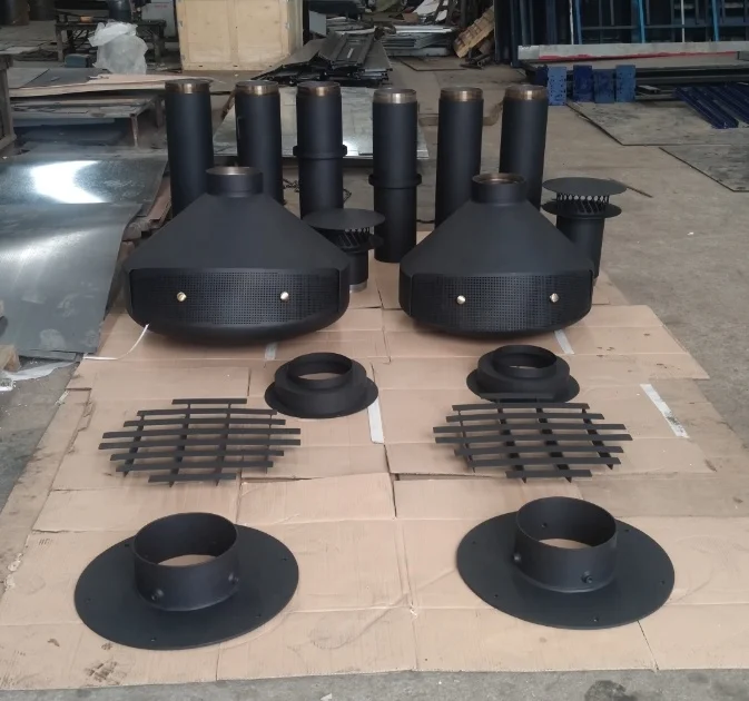 Modern Outdoor Black Carbon Steel European Style Wall Mounted Suspended Wood Burning Stove Fireplace