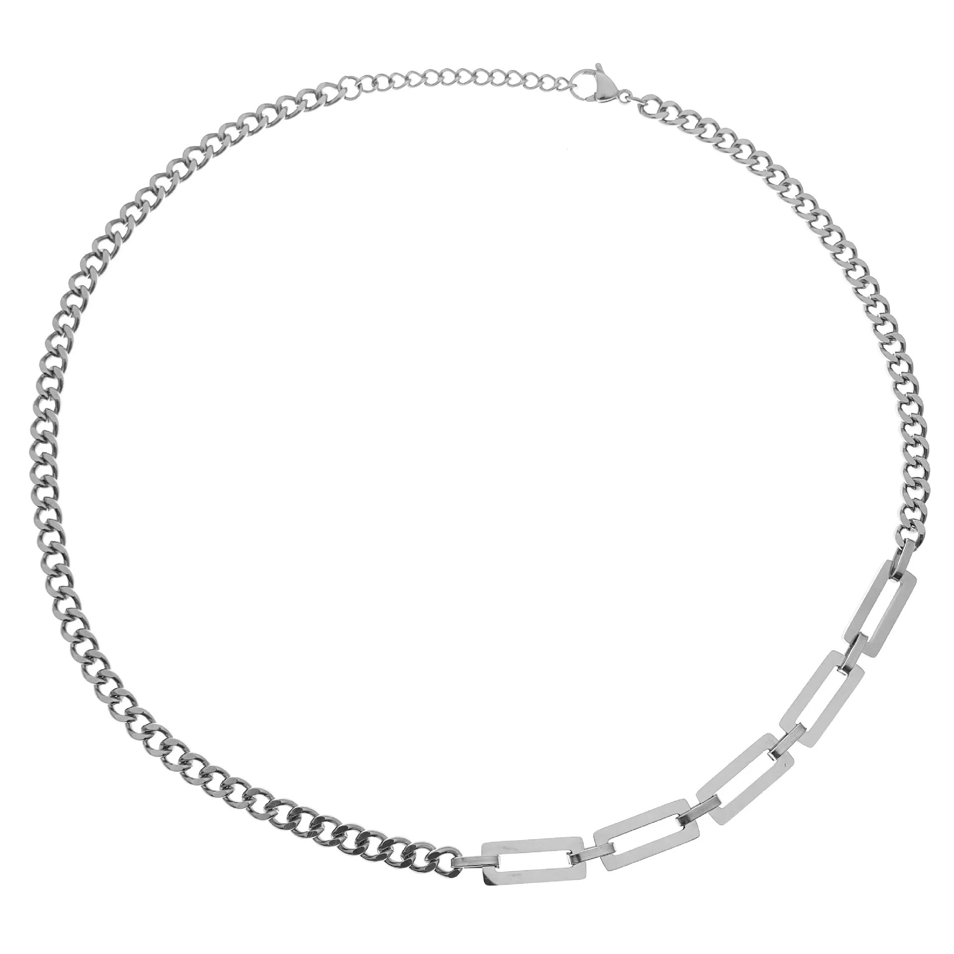 VEROMCA Hip Hop Stainless Steel Chain Couple Patchwork Necklace Clavicle Titanium  Necklace