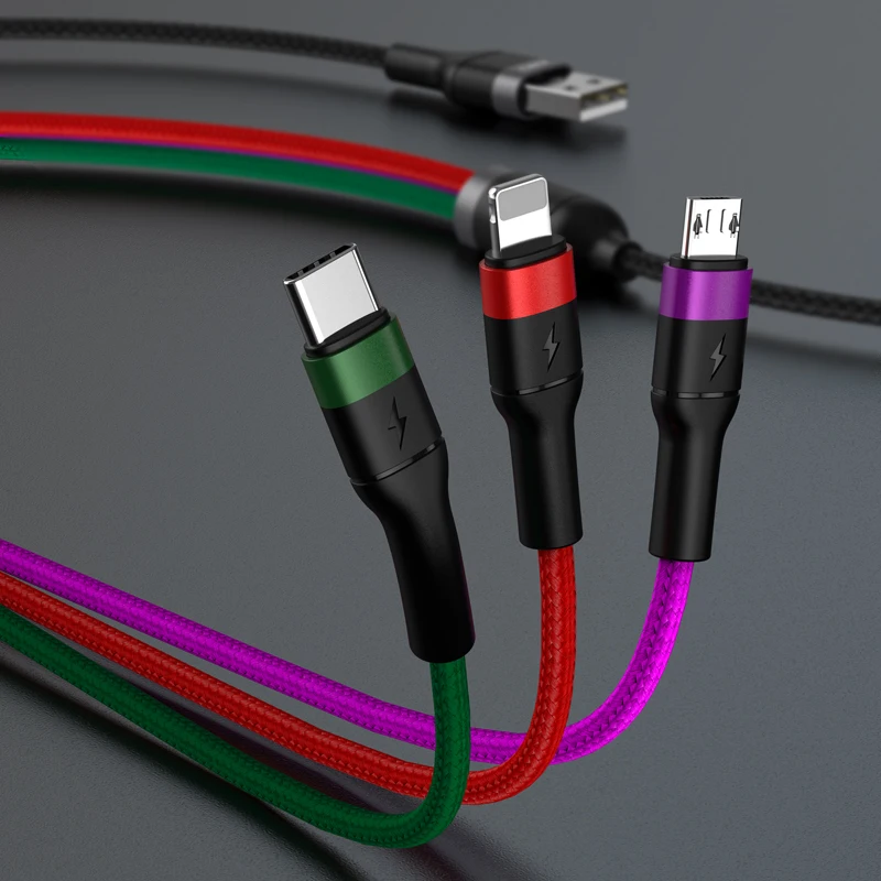 KAKUSIGA  3 in 1 High-quality aluminum alloy anti-oxidation  fast charging cable