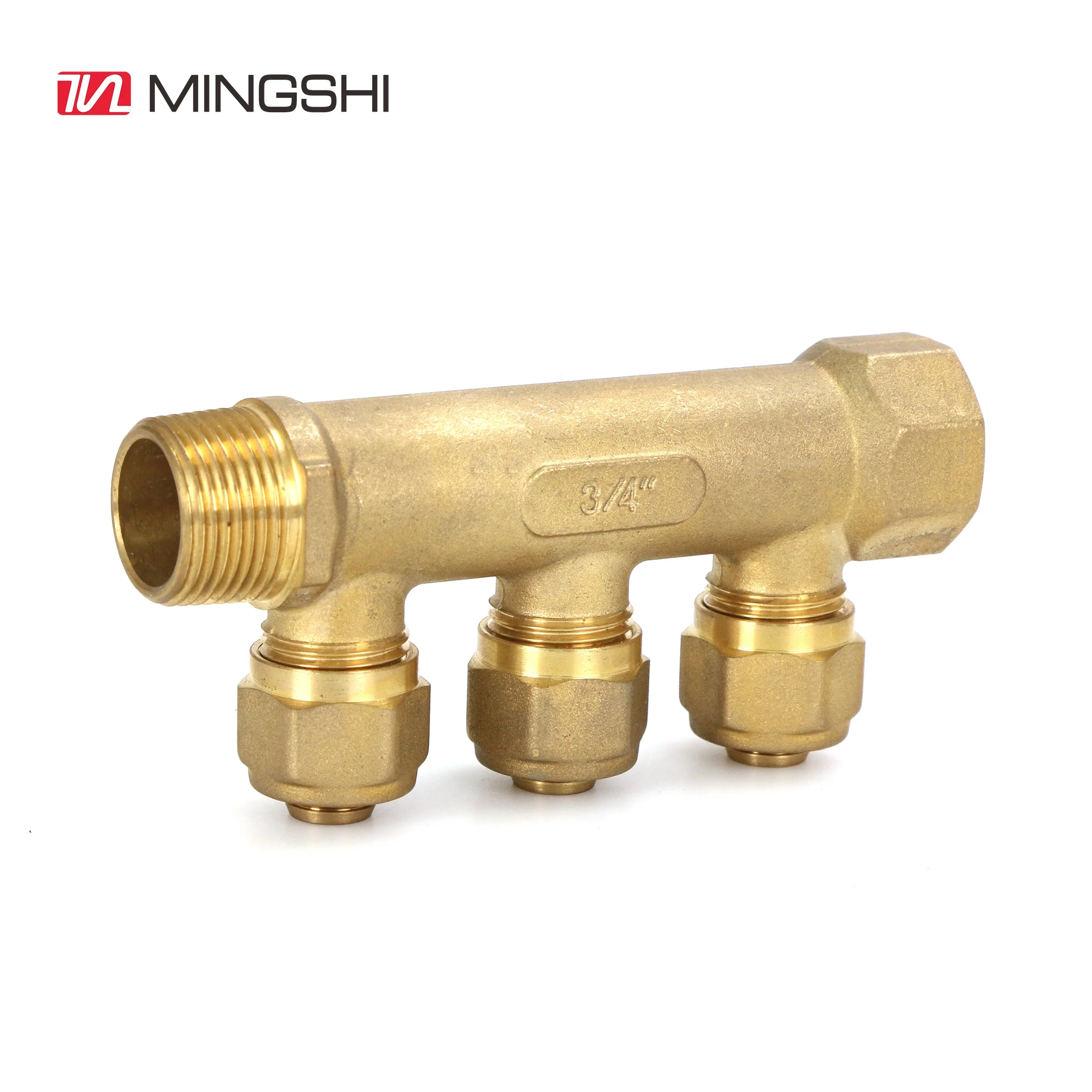 Water Plumbing Floor Heating M104 Brass Manifolds with Connector Core