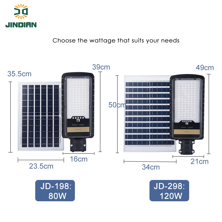 JD Factory Price 395*160mm 80W IP65 solar panel street light