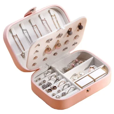 2021 Storage Jewelry Box Organizer Case Portable jewelry storage box Travel Button Leather luxury jewelry storage box