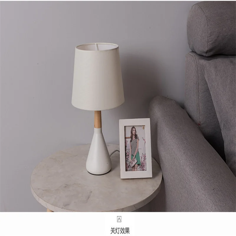 Rechargeable Table Lamp Home Interior Decoration Table Lamp wood art bedroom bedside counter lamp simple modern fabric lampLivin