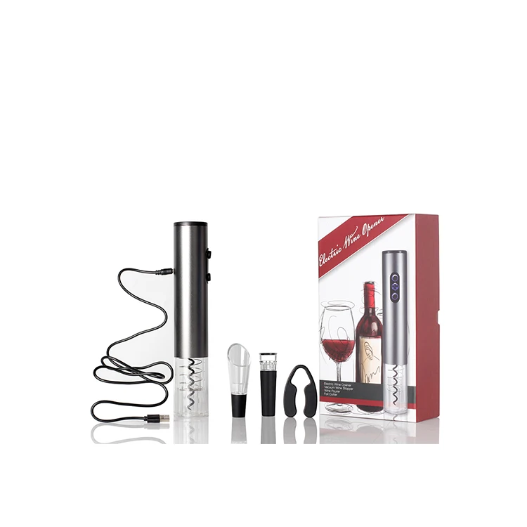 Electric Wine Opener Manufacturer Rechargeable Automatic Electric Wine Bottle Opener Kit With USB Charging 4-in-1 Gift Set