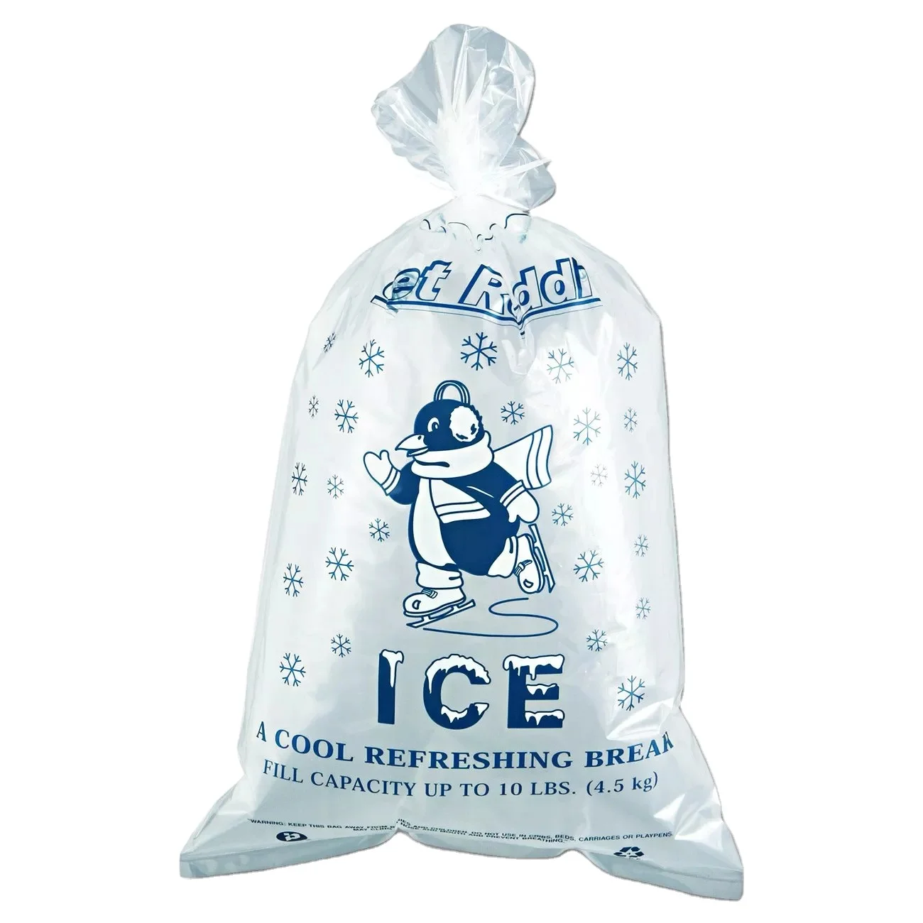 Custom Design Disposable Reusable 8lb 10lb Plastic Drawstring Ice Cube Bag For Ice Blocks