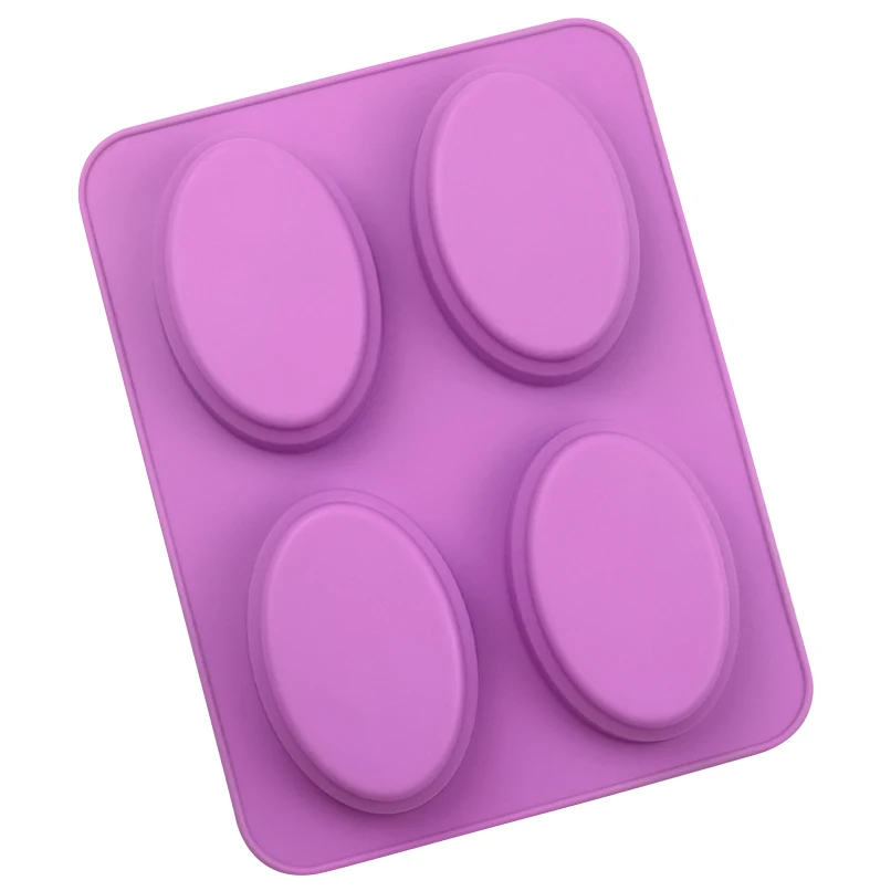 365 Candle Molds Soap Making Molds Factory and Stock 4 Cavity Ellipse Shape Lotus Design Silicone Cake Mold Silicone Moulds