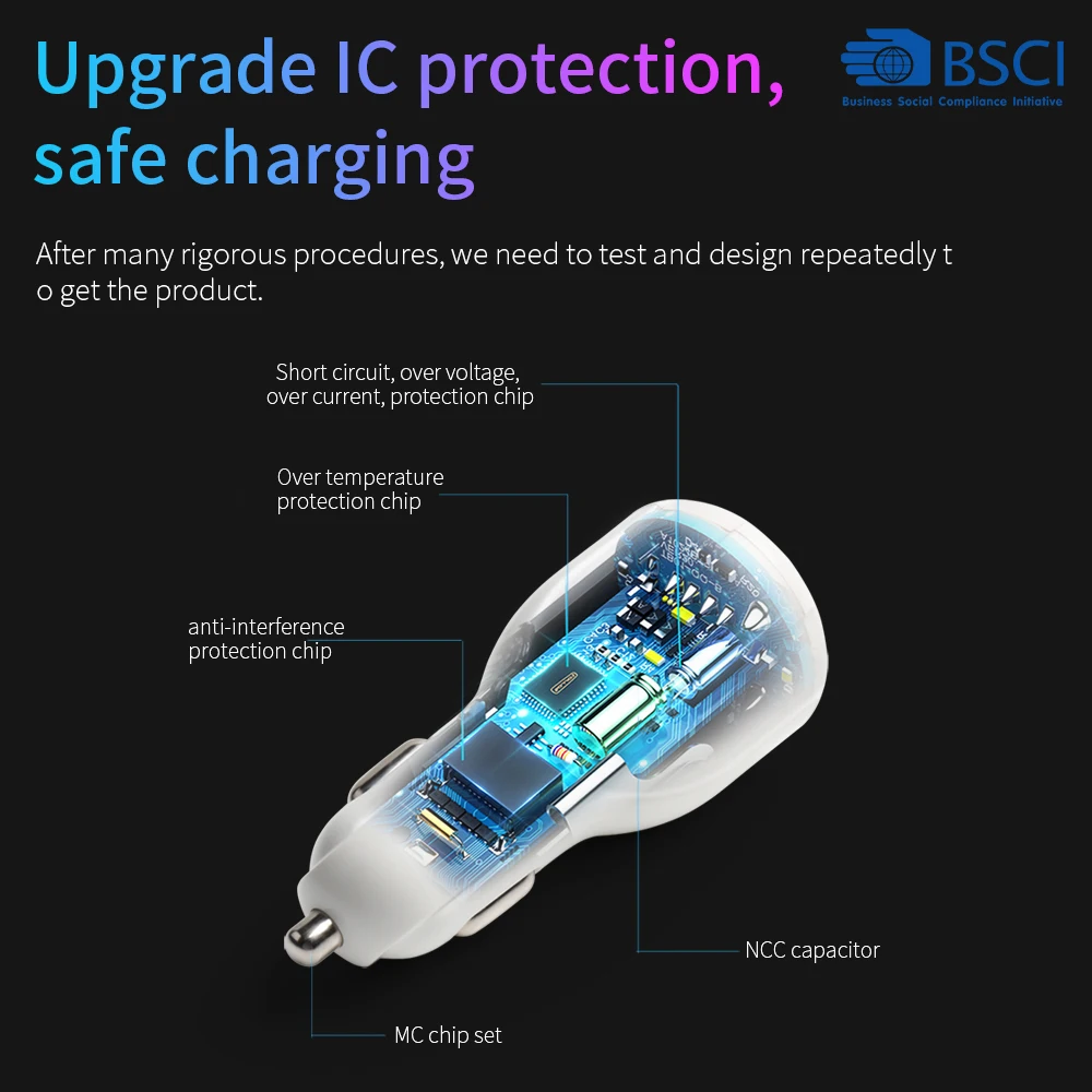 Car USB Charger Quick Charge QC3.0 QC2.0 Mobile Phone Charger 2 Port USB Fast Car Charger for iPhone Samsung Tablet