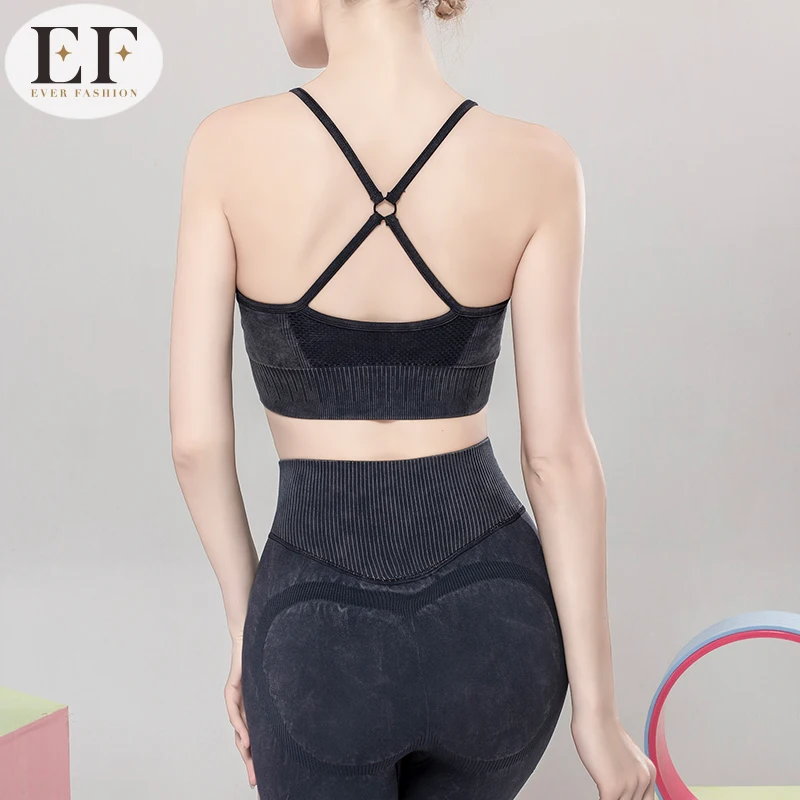 
Ever Fashion Wholesale Hot-selling Product Sexy Women Yoga Clothes Fitness Sports Wear Yoga Bra Black Color 