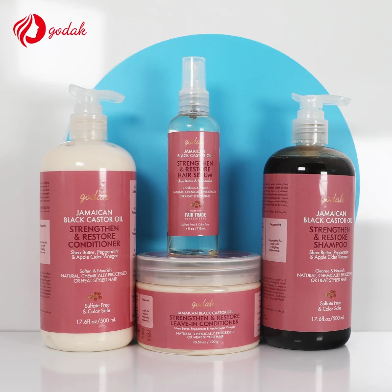 OEM Logo Brazilian Hair Protein Shampoo Jamaican Black Castor Oil Leave In Damaged Hair Silk Repair Shampoo Conditioner