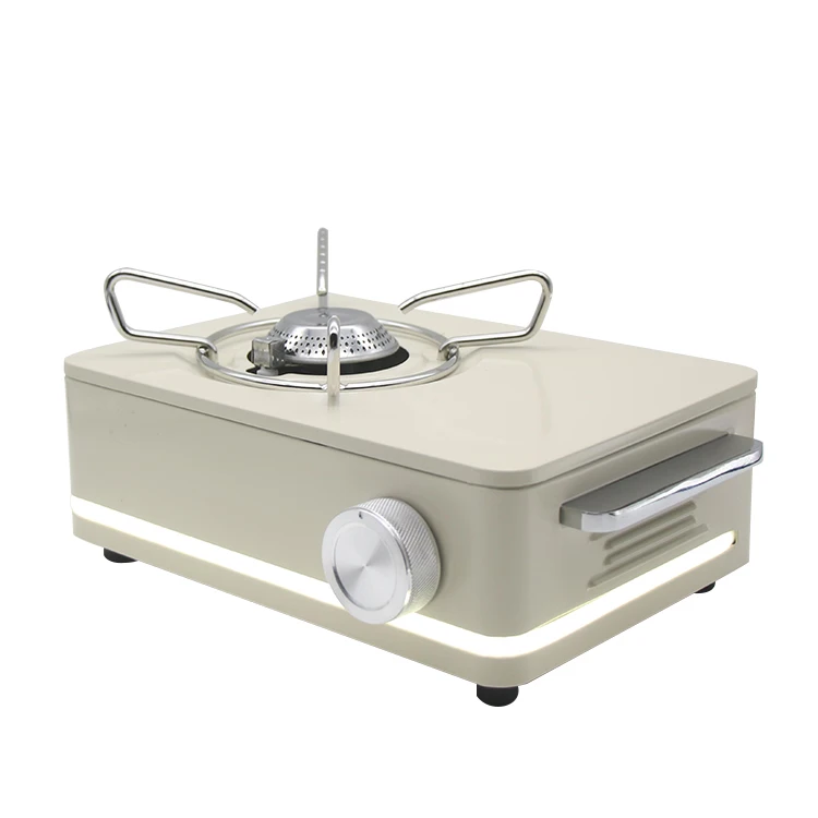 Single gas cooker commercial burner concave gas stove with Led lights for kitchen