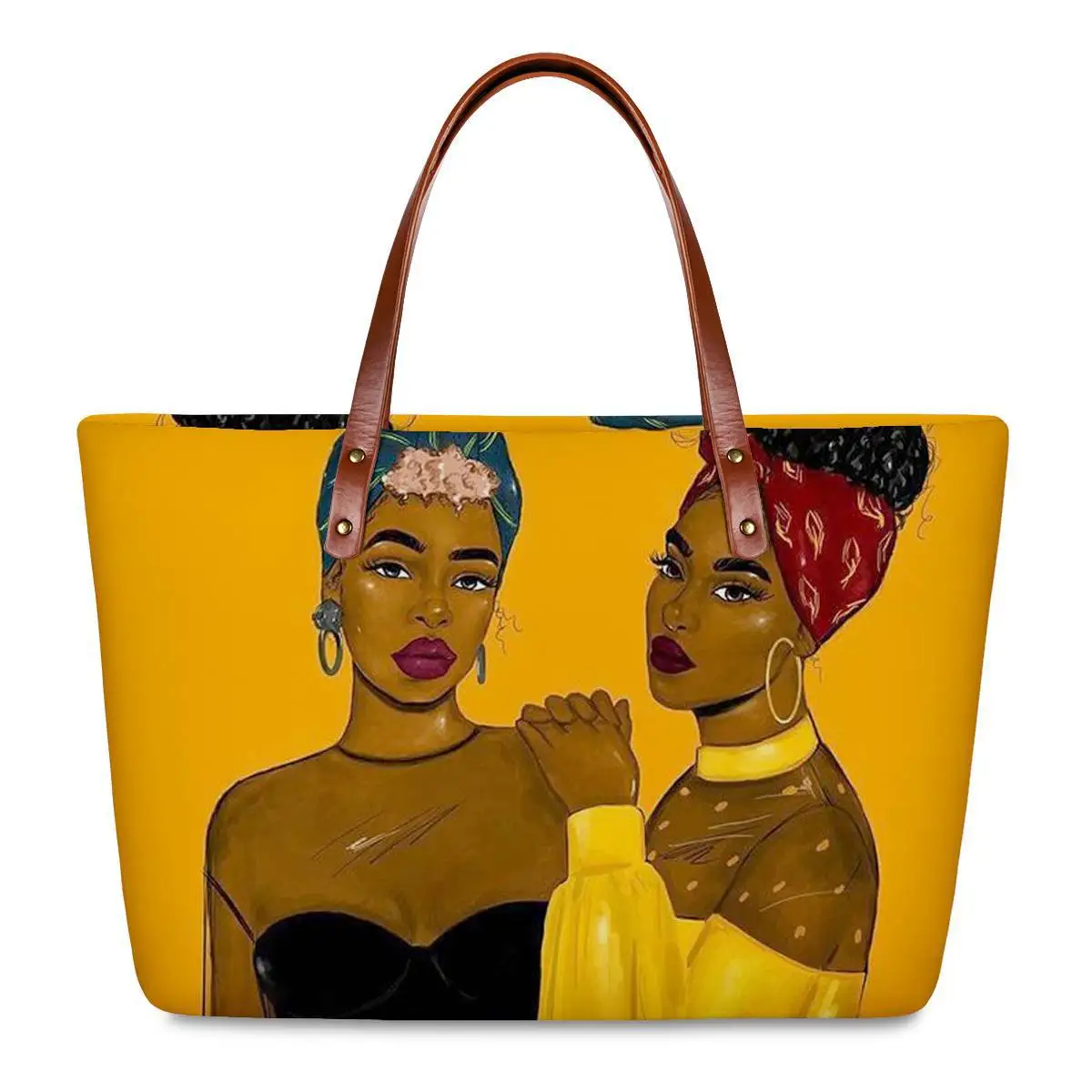 Customize Logo Popular Handle Bags Fashion Art African handbags American Ladies Handbag