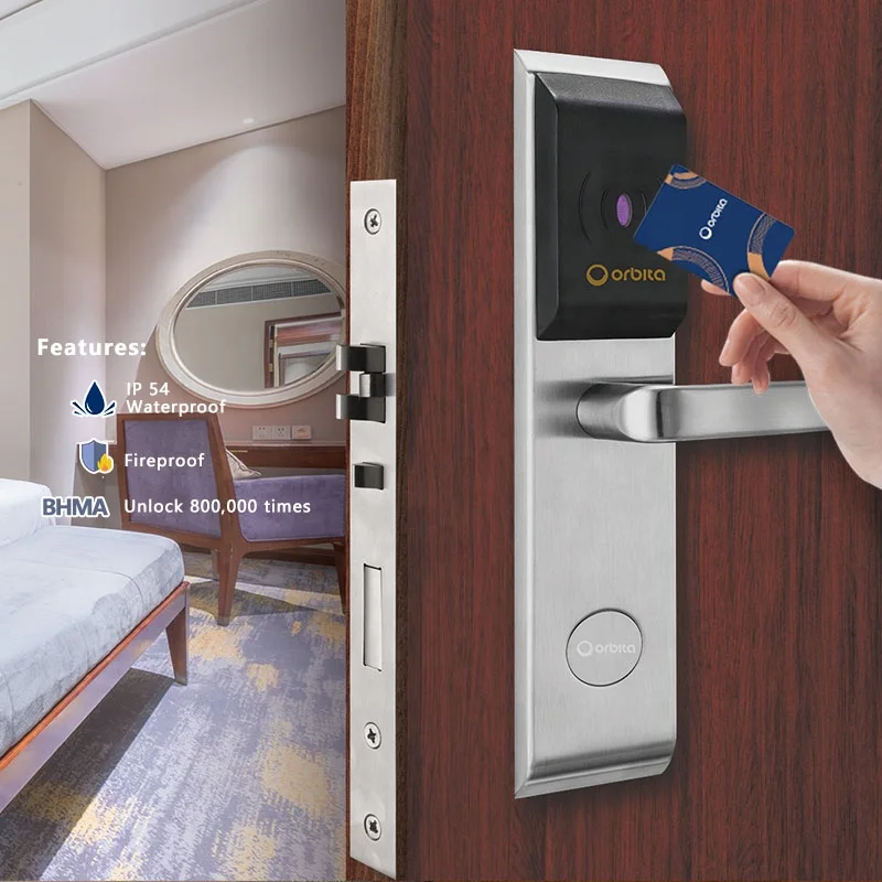 Orbita Guangdong Hot Selling Electronic Hotel Smart Waterproof Electronic Door Lock with Key and Card