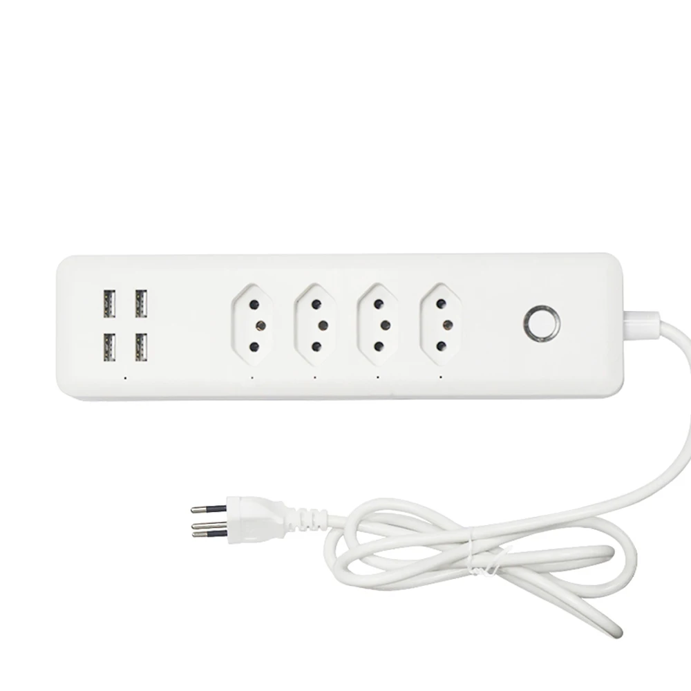 Brazil WiFi Smart Power Strip with 4 Outlets 4USB Ports ,1.4m Extension Cord Voice works with Alexa, Google Home