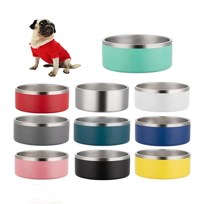 18 oz thickened double stainless steel pet bowl dogs cats small animals drinking and feeding non-slip and anti-upset bowl