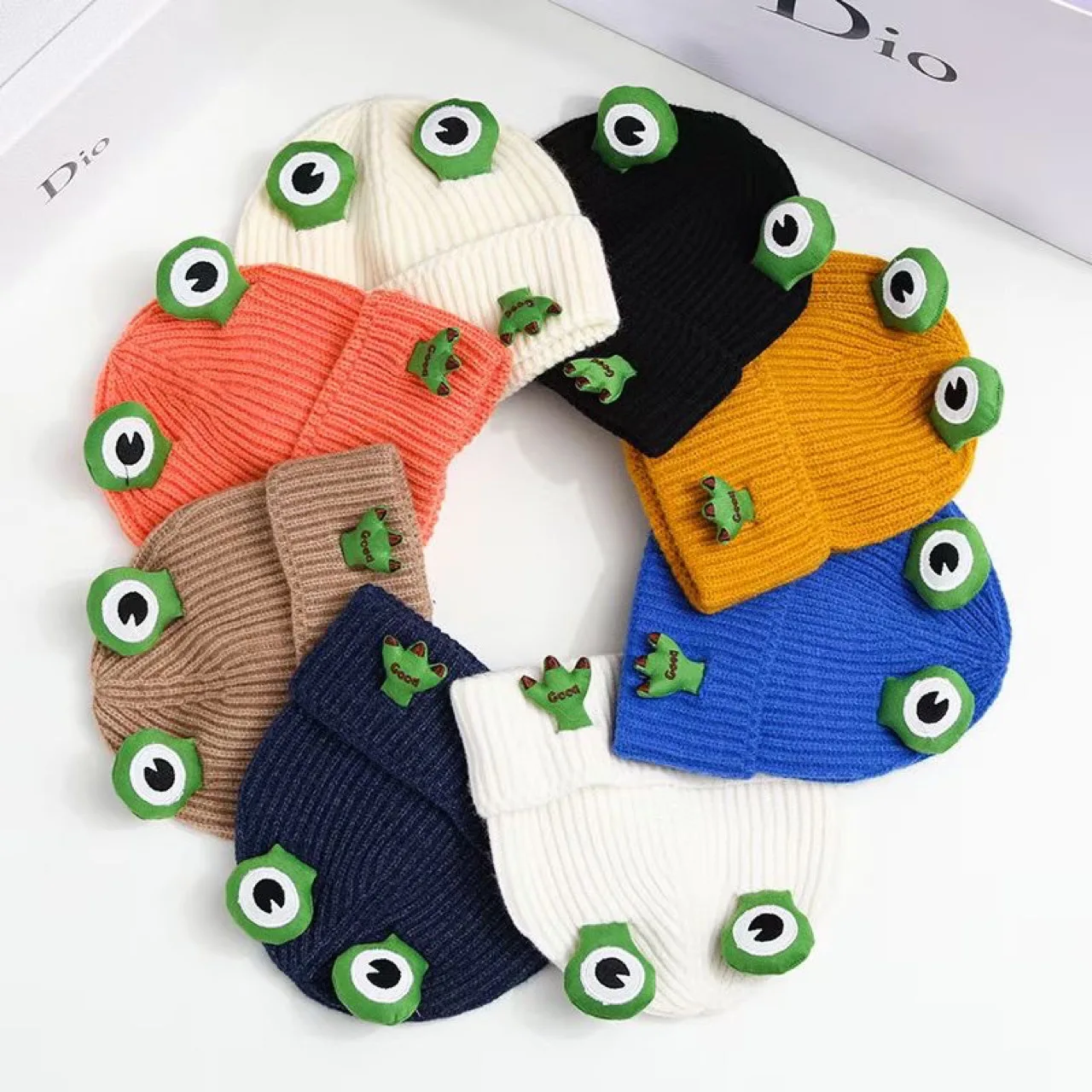 Wholesale Unisex Mushing cap Autumn And Winter Knitted Hat Women Cute Cartoon Frog Ear Pullover Woolen Hat For Women Mens Hats