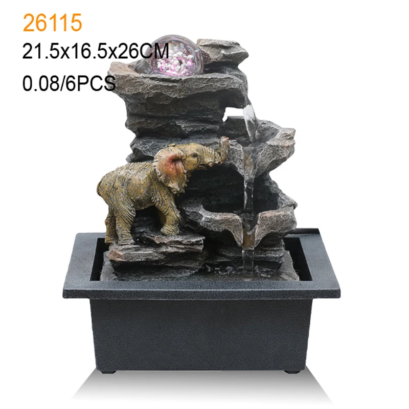 2023 home decoration resin cute elephant sculpture modern tabletop indoor fountain