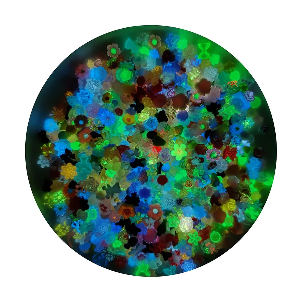 5/10/20g Kawaii Luminous Flat Back 3D Resin Flower Butterfly Glowing Resin Slime Charms for Nail Art Decorations Supplies