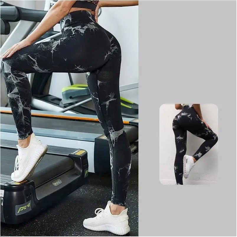 Casual Sportswear Best Low Waist For Women Winter Polyester Nylon Tie Dye White Seamless Soft Fitness Yoga Pants Made Of Tea