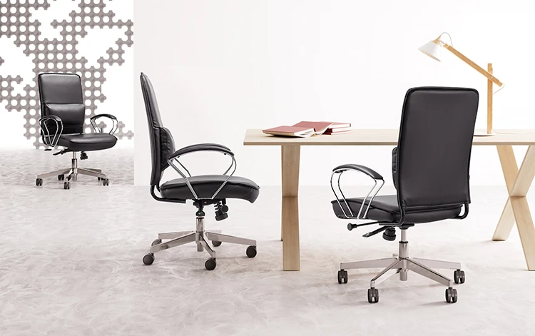 NOEL PU ergonomic mid back leather modern office chair for sales office furniture chairs office desk and chair set