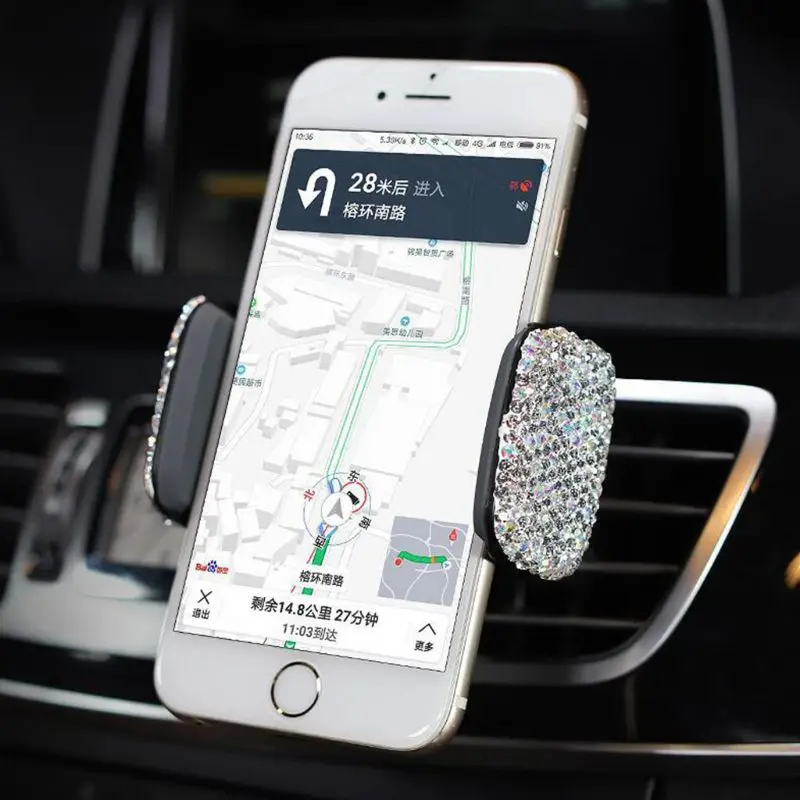 Роскошные Универсальный Автомобильный держатель для телефона с бриллиантами навигации Кронштейн мобильного iPhone Samsung Huawei