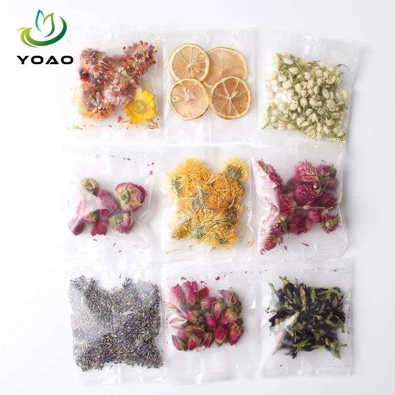 100% Natural Dried Flower Herbal Tea Fruit Tea Blended Sachets Rose Jasmine Lemon Strawflower Butterfly Pea Flower Lavender