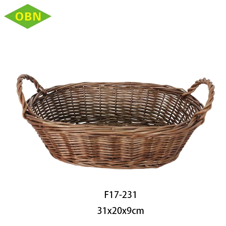 Wholesale cheap handmade handle decorative Oval wicker bakery baskets