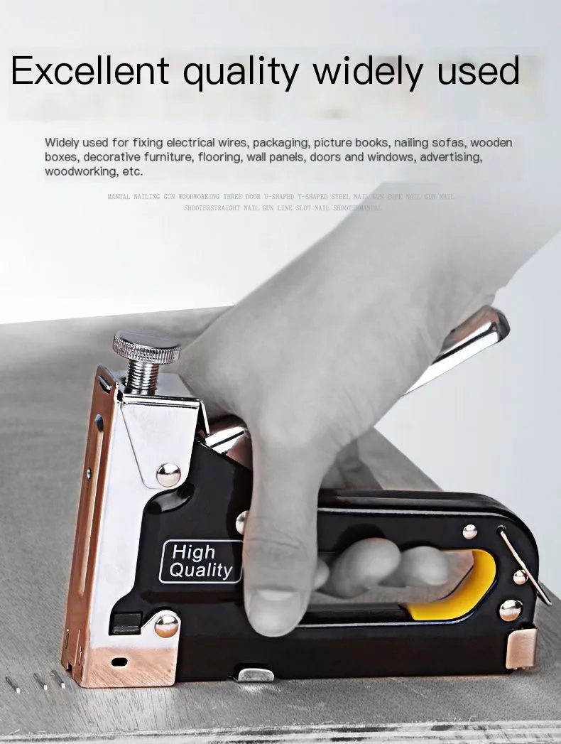 Multi-Function Manual Nail Gun Heavy Duty Carpentry Tools with Coil Nails for Furniture & Upholstery Stapling & Riveting
