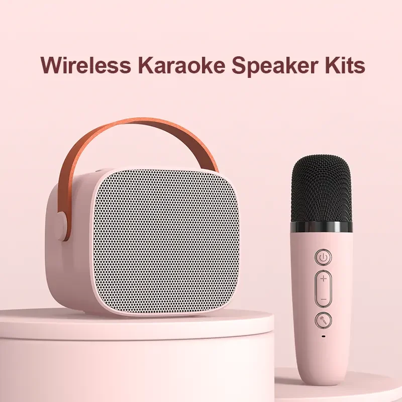 Hot sale karaoke microphone dual mic family ktv tf card play for kids gift portable wireless microphone speaker