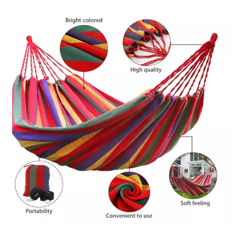 Canvas Hammock Bed Folding Double Hanging Nylon Wholesale Swing Portable Outdoor Camping Hammock