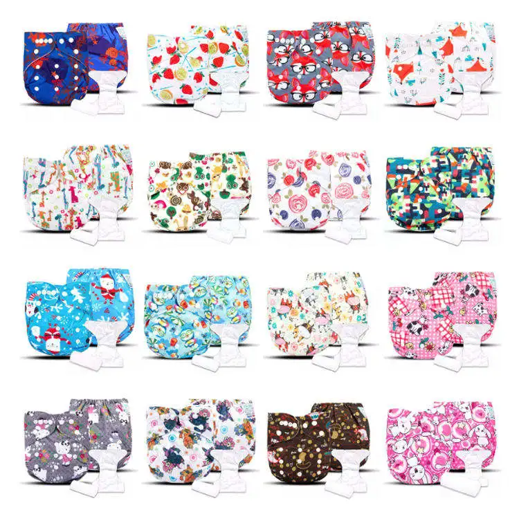 Многоразовые подгузники Babyshow, многоразовые Многоразовые подгузники из замши с принтом, хорошо впитывающие Дышащие