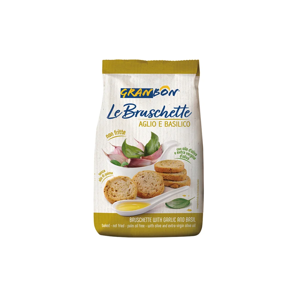Превосходное качество, сделанное в Италии, 150 г, не жареного хлеба брускетты с чесноком и базиликом для закуски