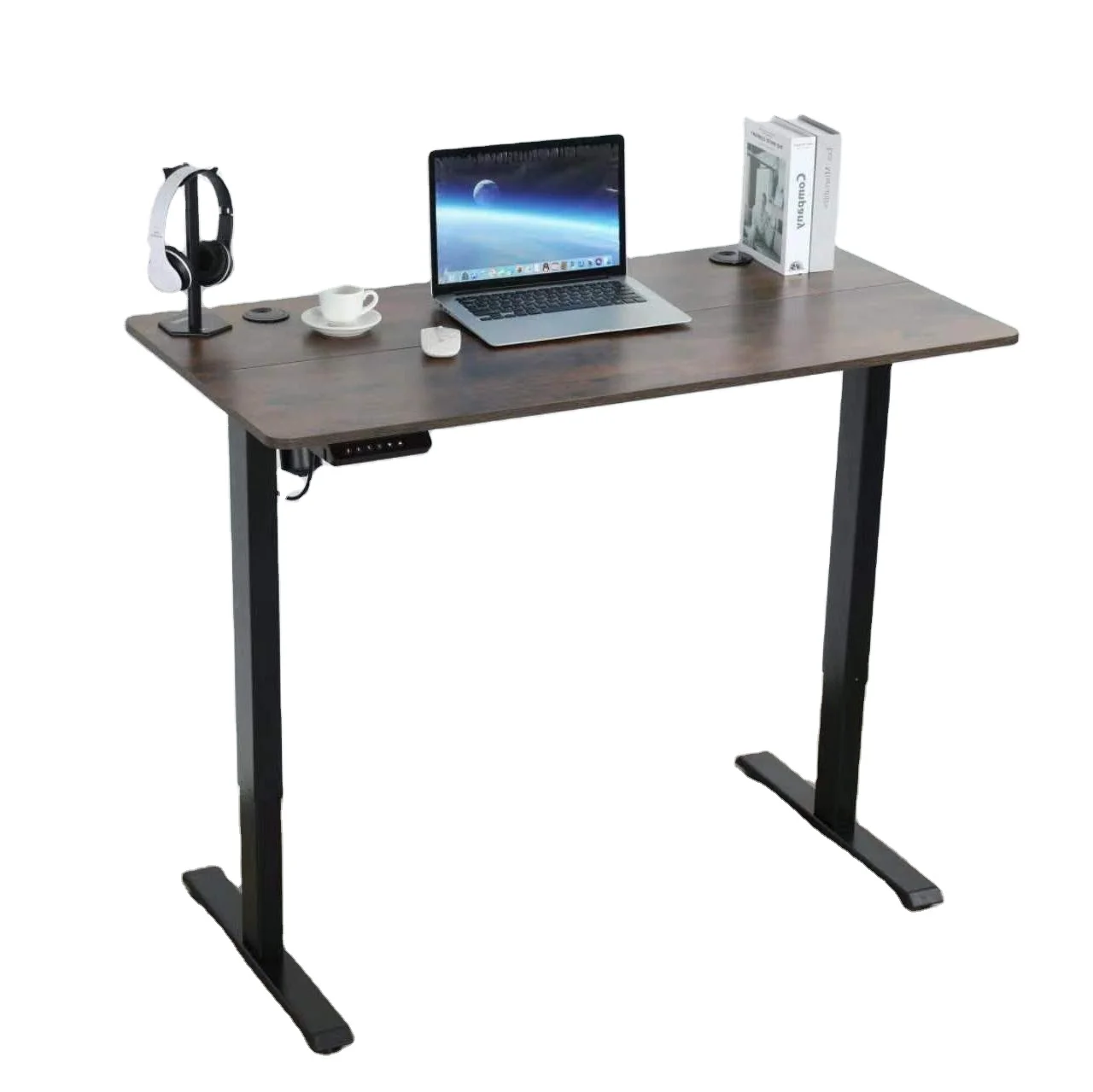 Electric Control Adjustable Computer Table Office PC Table Sit Stand Desk Height Adjustable Adjustable Desk Metal Modern 1 Motor