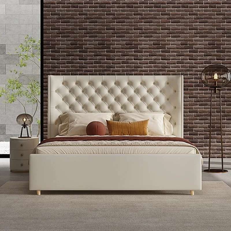 High Quality Modern Luxury Velvet Fabric Bed High Heads Wooden Frame Hotel Villa Bedroom Sets King Queen Size Bed