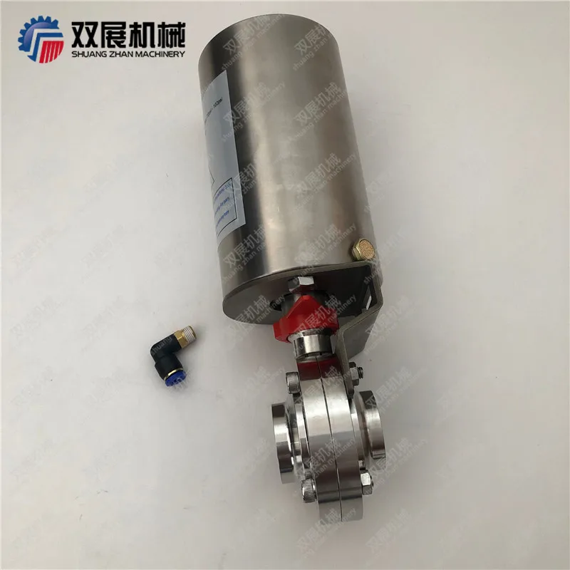 SS 304 316L sanitary air driven auto butt welded butterfly valve PE vertical spring return actuated