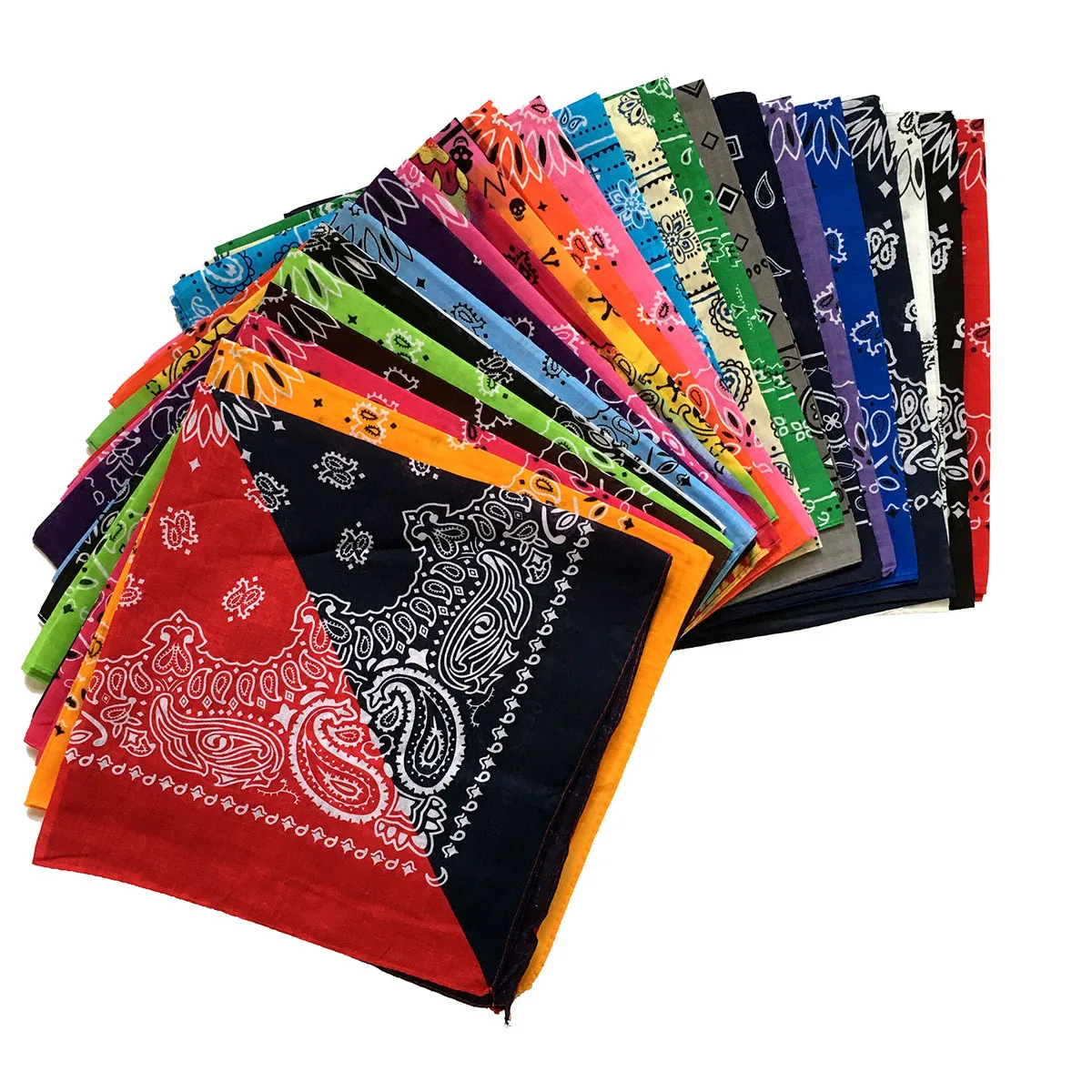 Wholesale Cotton Hip-Hop Skull Bandana Scarf Multiple Printed Face Head Bandana Customized logo Square Bandana