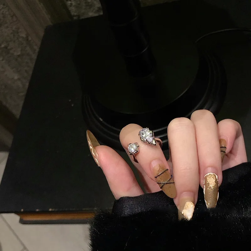 Personality Unique Gemstone Ring Retro Punk Halloween Ring Exaggerated Shiny Spider Gem Rings Set for Girls