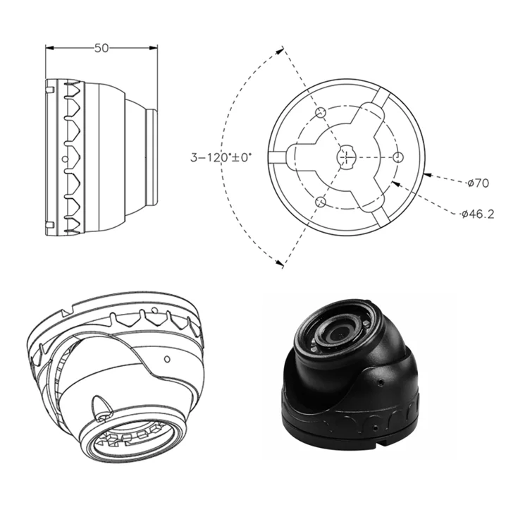 12V 24V Front & Inside  Car Camera & Vehicle CCTV Security HD AHD COMS Chips Camera for Bus Truck Vans