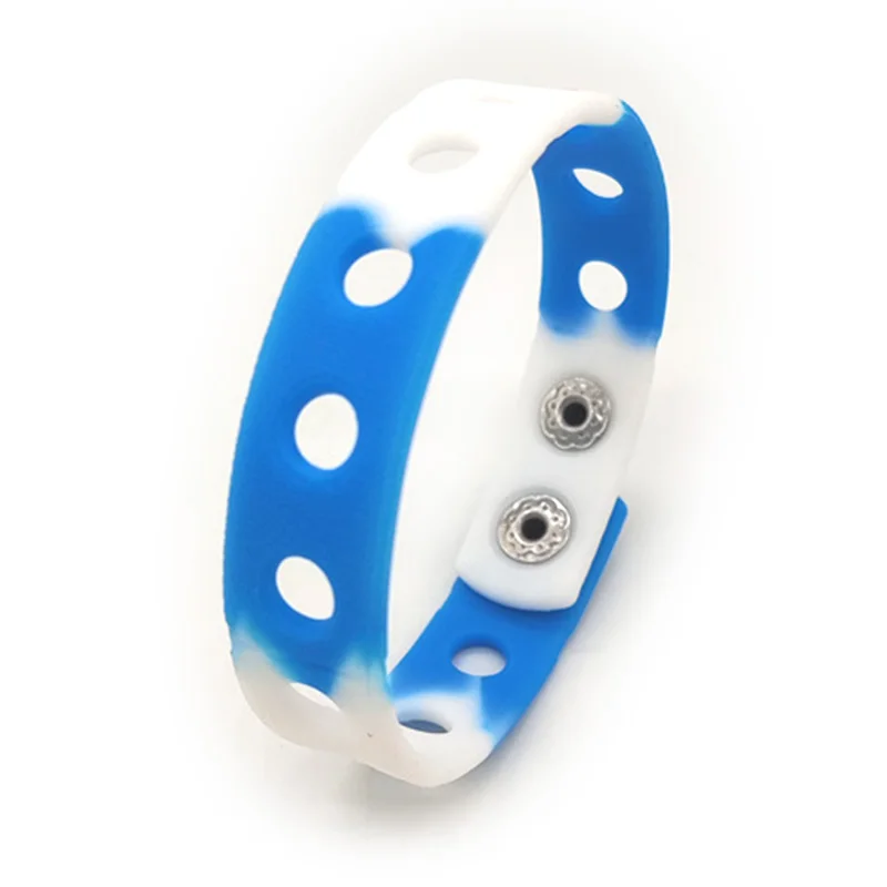 18cm custom multicolor soft rubber silicone wristband colorful silicone bracelet with holes for wholesale Via DHL/Fedex