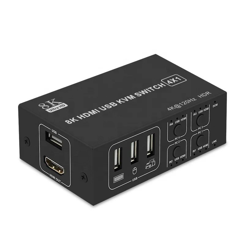 Переключатель HDMI KVM 4 в 1, 8K, 60 Гц, 4x1