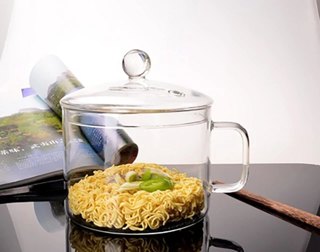Wholesale Heat Resistant Clear High Borosilicate Glass Mixing Cup Salad Bowl Instant Noodle Milk Pot
