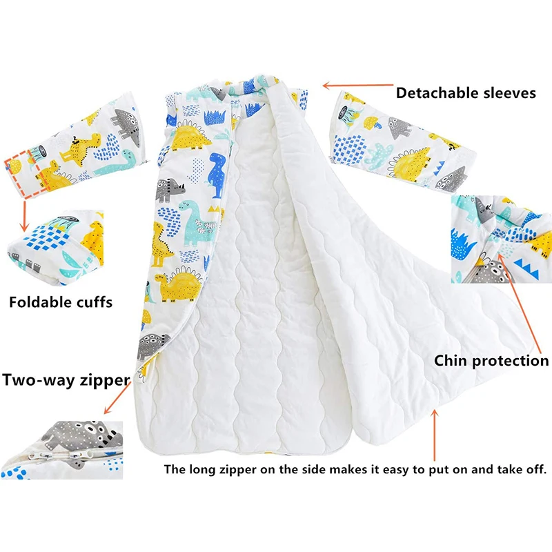 
Baby sleeping bag 2.5TOG long sleeves winter organic cotton custom wholesale organic cotton baby sleeping bag 