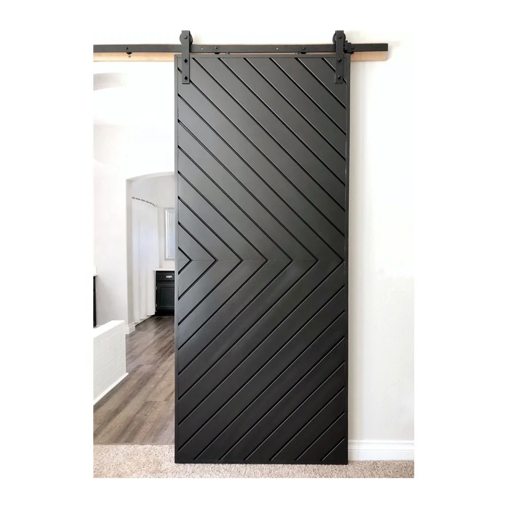 American Style Barn Door Sliding Door Modern Composite Veneer Wooden Sliding Barn Doors for House