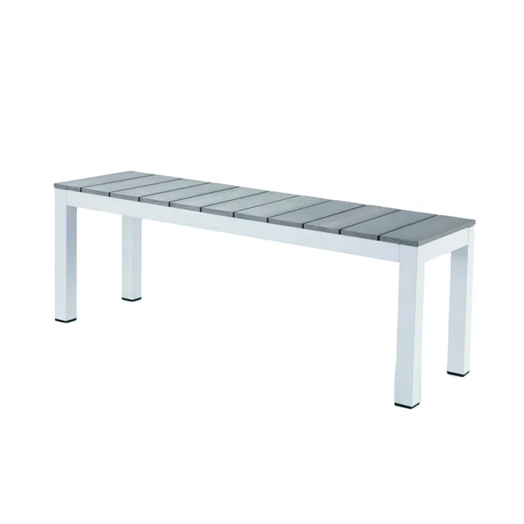 TOPHINE Furniture Modern Long Aluminium Legs Plastic Wood Outdoor Garden Bench