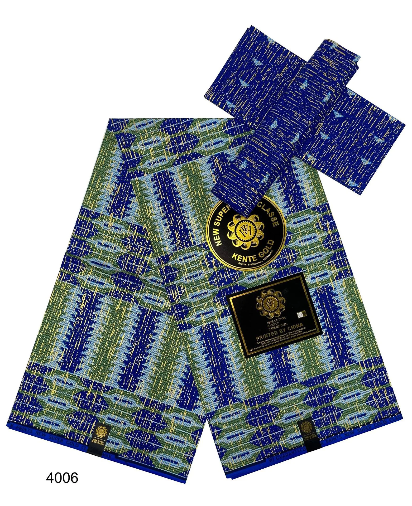 ACI 2+4Yards Ankara African Gold Fabric Real Wax Fabric 100% Cotton Material Nigeria Ghana Kente Style For Cloth Sewing